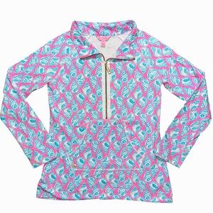 Lilly Pulitzer 3/4 zip up popover Pink and Blue